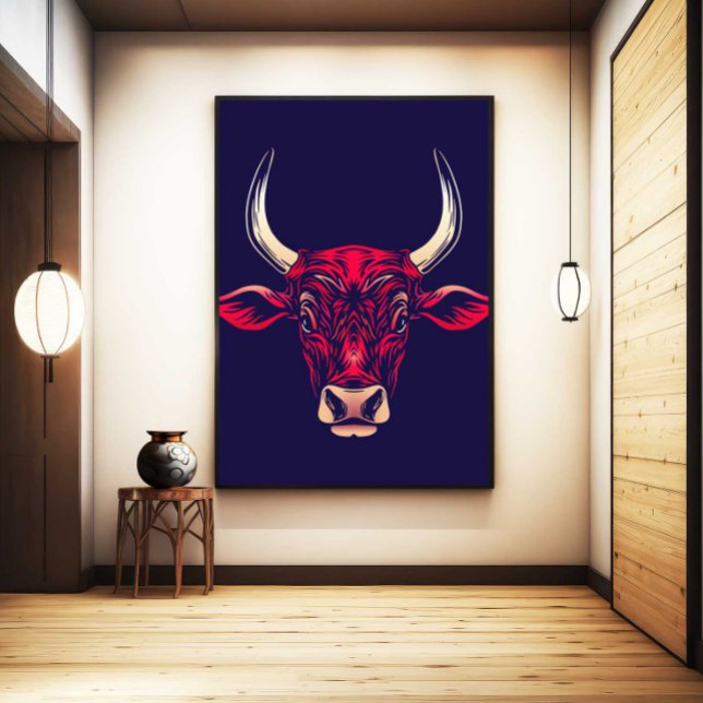 Kinesisk Zodiak Ox Vägg Konsttryck Japandi Dekor Canvastryck (Chinese Zodiac Ox Wall Art Print Japandi Decor by TinkPrints
)