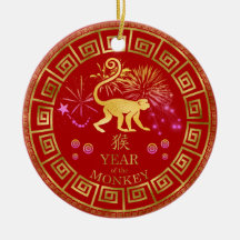 Kinesisk zodiakapa Red/Guld ID542