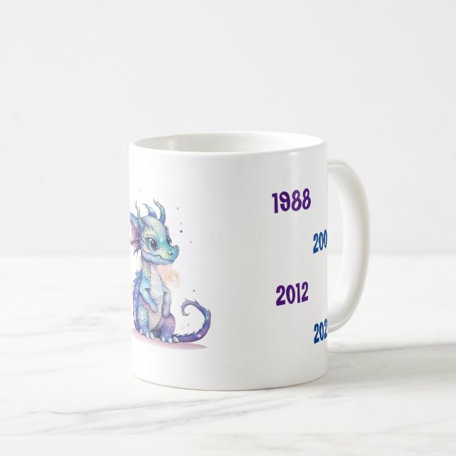 Kinesiska år av drakblå 1940-2024 kaffemugg (Framsida höger)