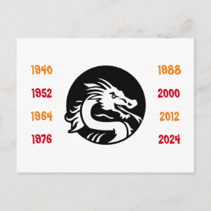 Kinesiska år i draken 1940-2024 vykort