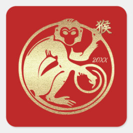 Kinesiska året för Anpassningsbarna av apa Fyrkantigt Klistermärke
