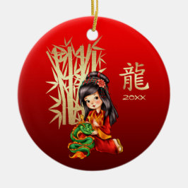 Kinesiska året för Anpassningsbarna i Dragon Julgransprydnad Keramik