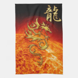 Kinesiska året för Dragon Asian Towel med Sol Kökshandduk