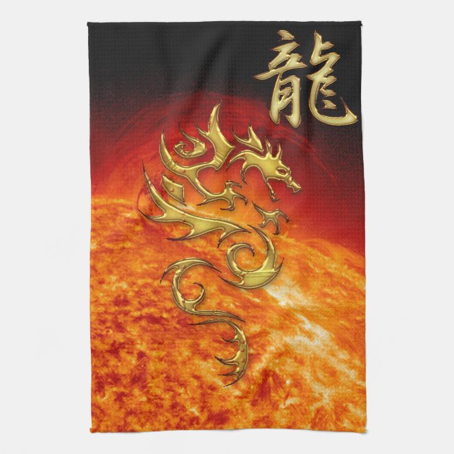 Kinesiska året för Dragon Asian Towel med Sol Kökshandduk (Vertikal)