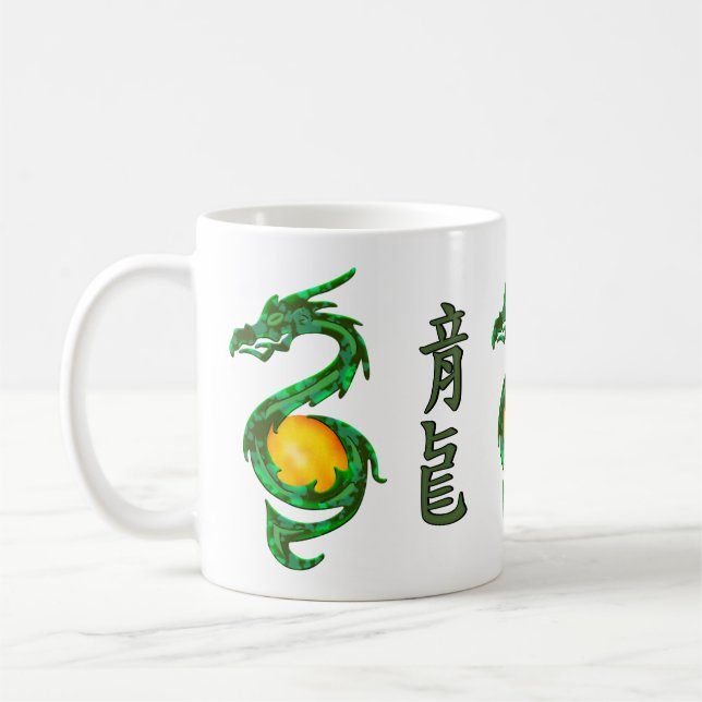 Kinesiska året för Dragon Jade-Grönten Kaffemugg (Vänster)