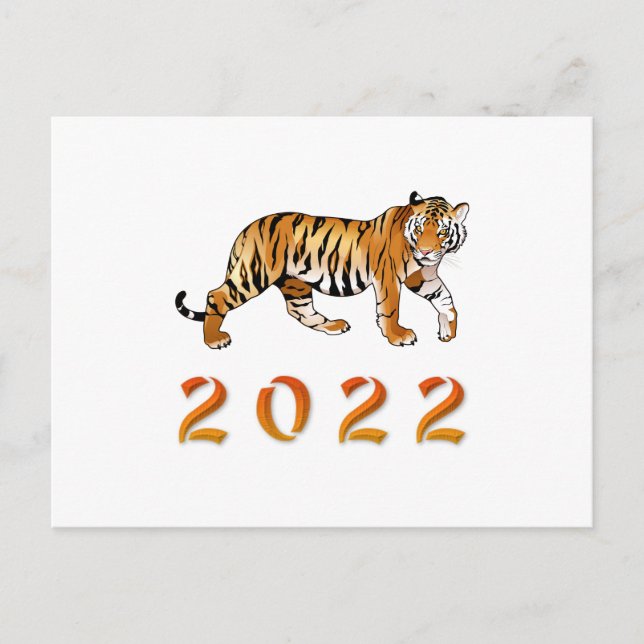 Kinesiska året för tiger 2022-illustration vykort (Framsida)