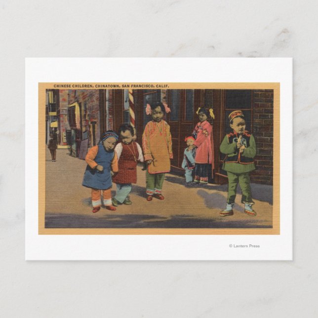 Kinesiska barn i Chinatown- San Francisco, CA 2 Vykort (Framsida)