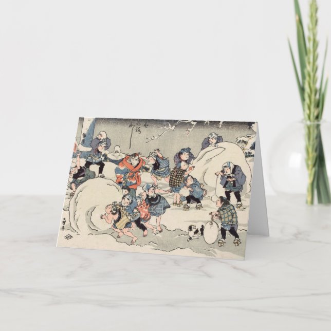 Kinesiska barn Skapar snutbollar Helgkort (Framsida)