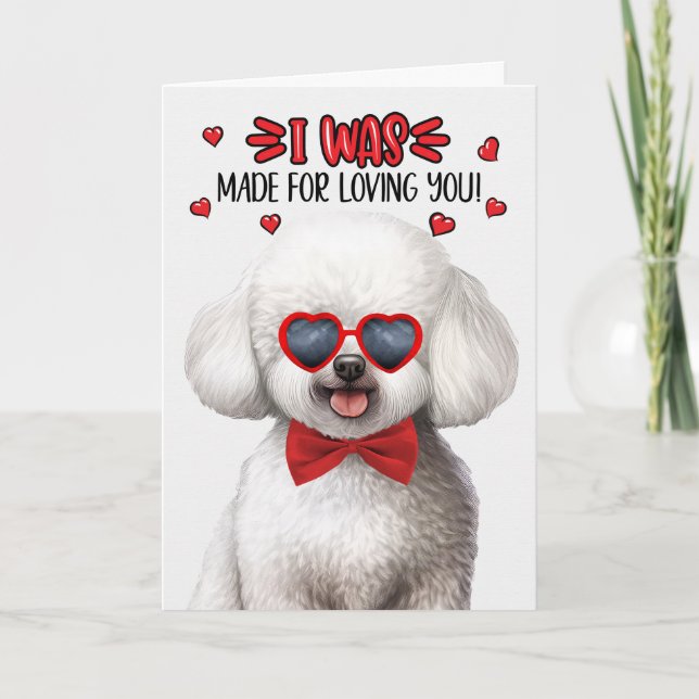 Kinesiska Bichon Frise Hund Loving You Valentine Helgkort (Framsida)