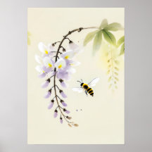 Kinesiska Bläck Bee på Wisteria