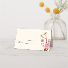 Kinesiska bläck målarblommor bröllop placeringskort