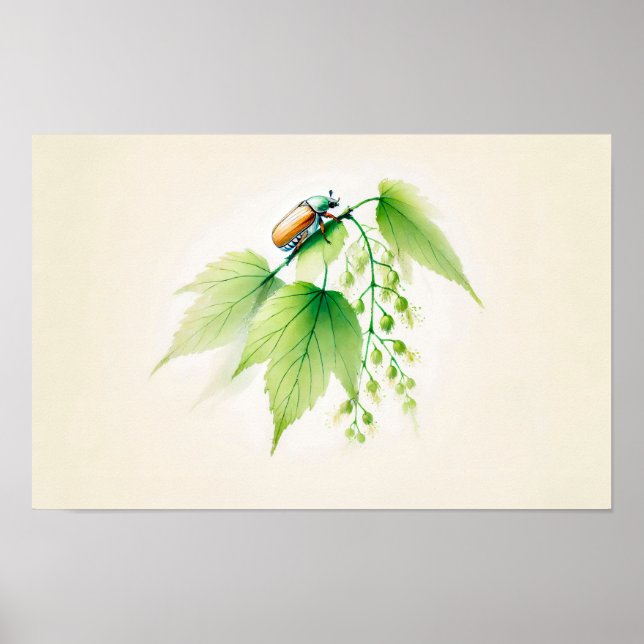 Kinesiska Bläck May Kryp på Linden Poster (Framsidan)