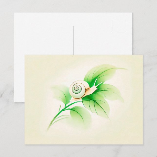 Kinesiska Bläck Snigel vid Gren Vykort (Fram/baksida)