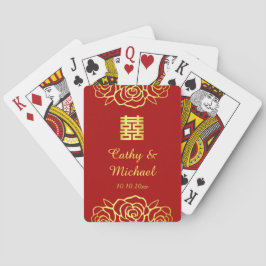 Kinesiska bröllop blommigt ro papercut red och gul casinokort