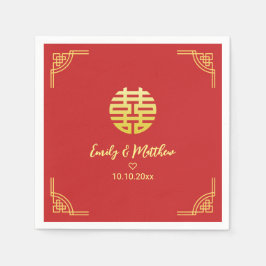 Kinesiska bröllop golden ram dubbla xi pappersservett