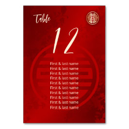 Kinesiska Bröllop Guest Namn Bordsnummer