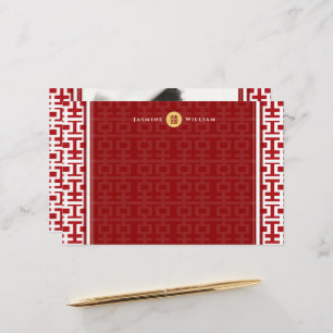 Kinesiska Bröllop Red Dubbla Happity Stationery Brevpapper