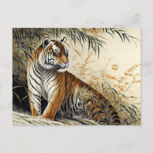Kinesiska brushmålare Tiger Vykort