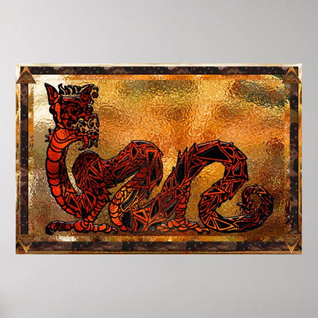 Kinesiska Dragon Asian Motif Poster (Framsidan)