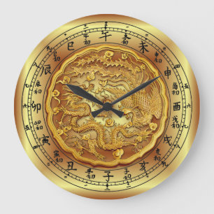 Kinesiska Dragon Clock ~ Dragon och Phoenix ~ Stor Klocka