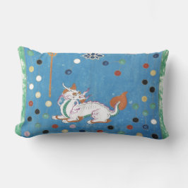 Kinesiska Dragon Colorful Dots Vintage Vattenfärg Lumbarkudde