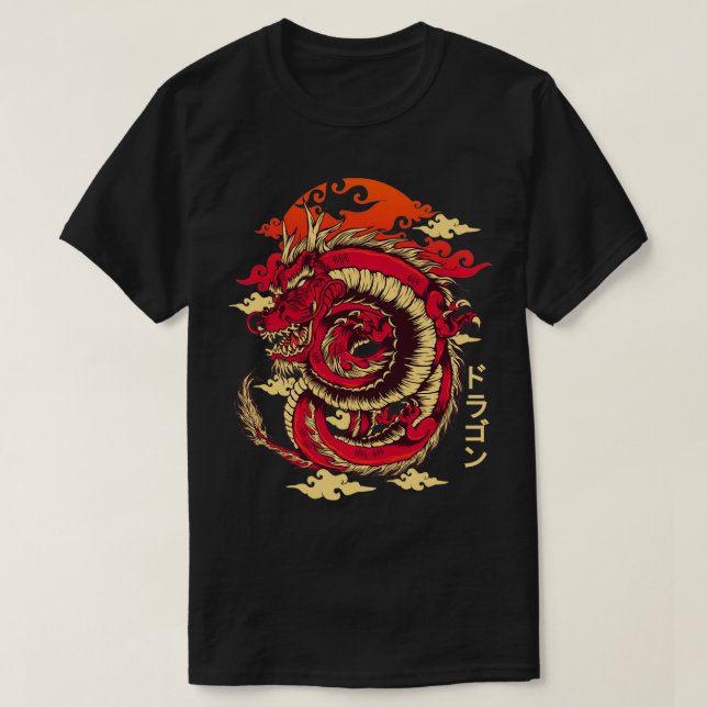 Kinesiska Dragon Japansk Art Tokyo Dragon Pullover T Shirt (Design framsida)