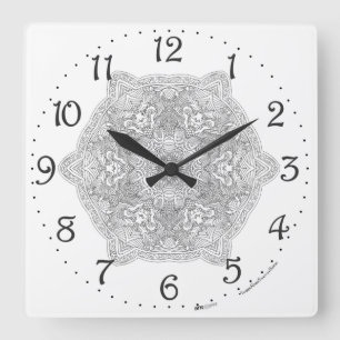 Kinesiska Dragon Mandala Square Wall Clock Fyrkantig Klocka