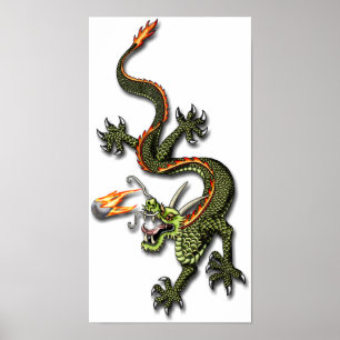 Kinesiska Dragon och Pearl Poster