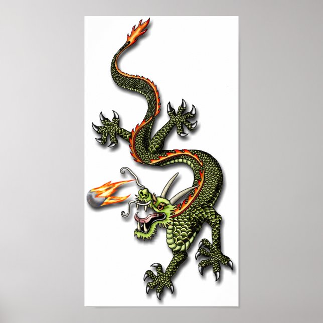 Kinesiska Dragon och Pearl Poster (Framsidan)