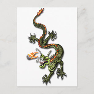 Kinesiska Dragon och Pearl Vykort
