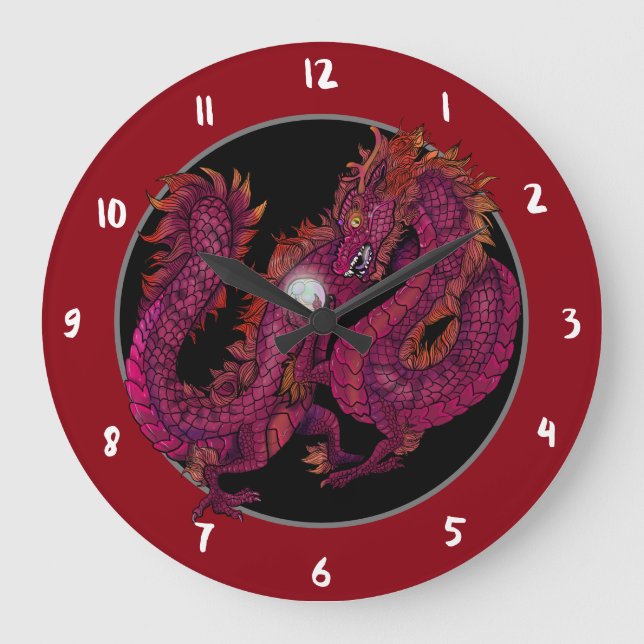 Kinesiska Dragon Pearl Stor Klocka (Framsida)