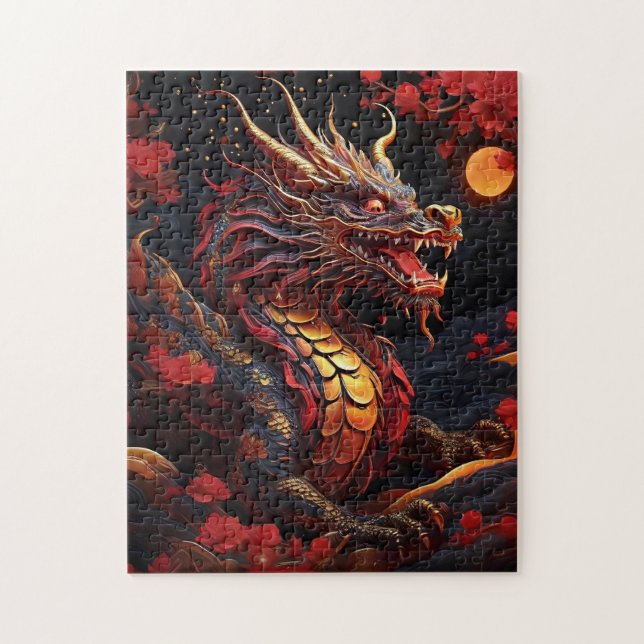 Kinesiska Dragon Puzzle - Mythical Asian Jigszawa Pussel (Vertikal)