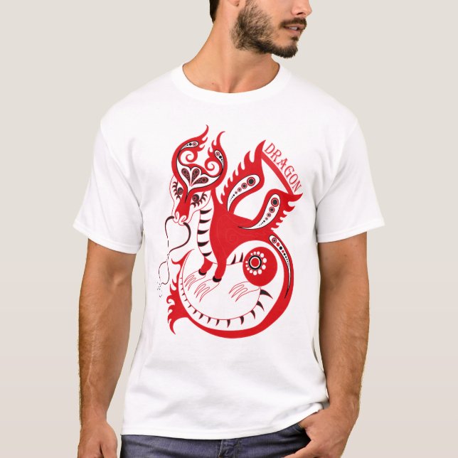 Kinesiska Dragon Teckning Graphic T Shirt (Framsida)