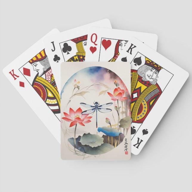 Kinesiska Dragonfly och Lotus 1 Casinokort (Baksidan)