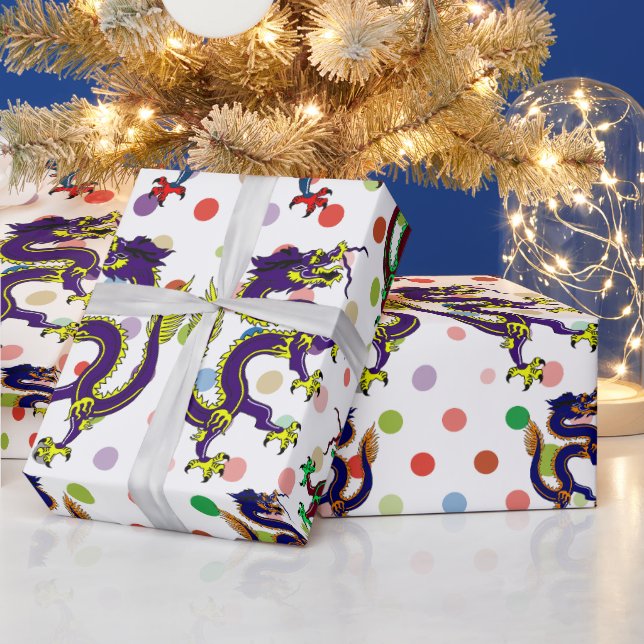 Kinesiska drakar fantasykonsthandling lakan presentpapper (Helgdagar)