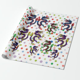 Kinesiska drakar fantasykonsthandling lakan presentpapper