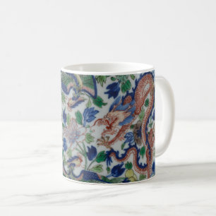 Kinesiska drakar och foenixer 1700-talets design kaffemugg