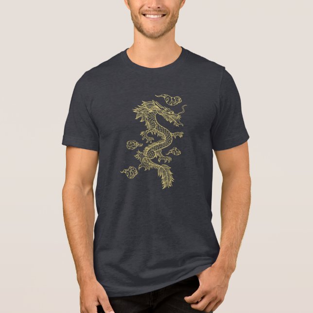 Kinesiska draken guld t shirt (Framsida)