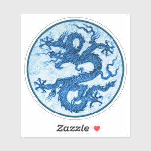 Kinesiska draken, Indigo Blue and White Sticker Klistermärken