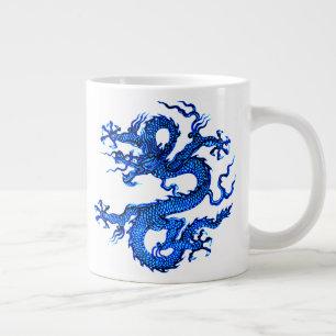 Kinesiska draken, indigoblå jumbo mugg