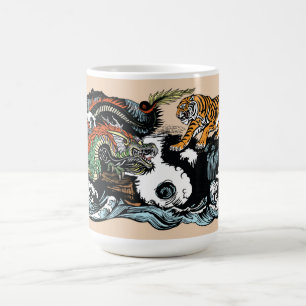 Kinesiska draken kontra Tiger Coffee Mugg