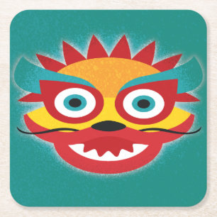 Kinesiska draken, nyår Firande Underlägg Papper Kvadrat