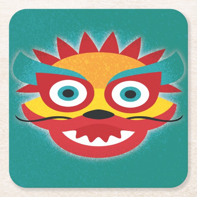 Kinesiska draken, nyår Firande Underlägg Papper Kvadrat (Framsidan)