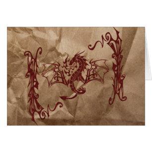 Kinesiska draken, röda draken, Fantasy, mytologi Hälsningskort