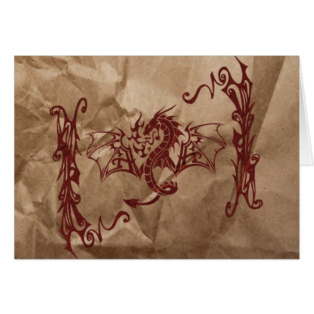 Kinesiska draken, röda draken, Fantasy, mytologi Hälsningskort (Framsidan Horizontal)