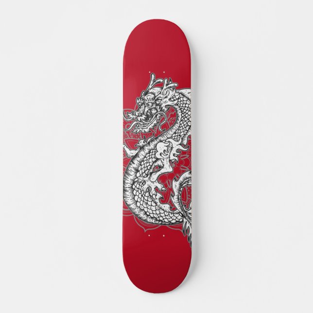 Kinesiska draken - Tattodesign Mini Skateboard Bräda 18,5 Cm (Framsida)