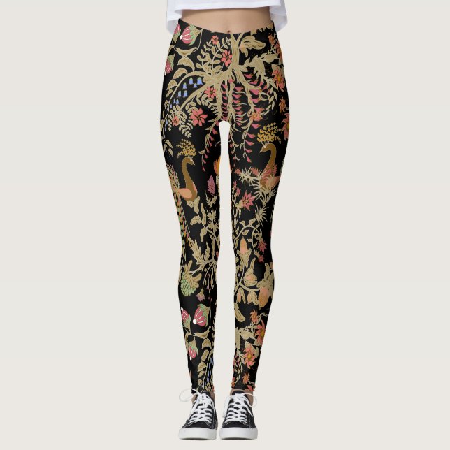 Kinesiska Fairy Blommigt Birds Mönster Leggings (Framsida)
