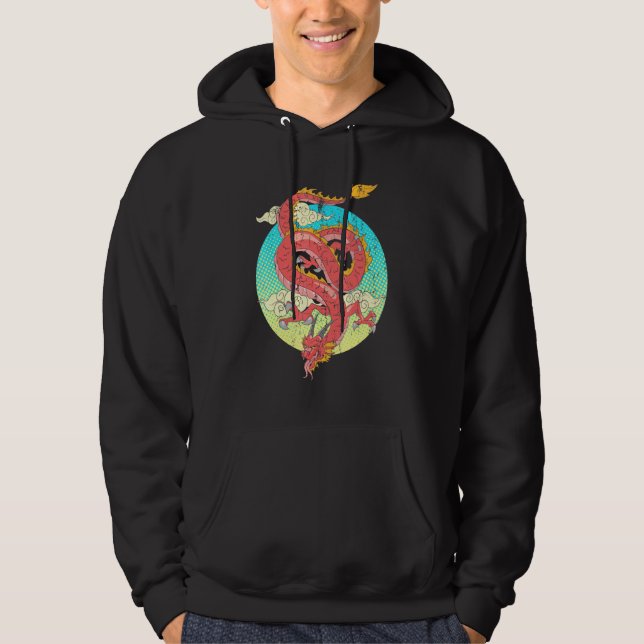 Kinesiska Fantasy Dragon Mysthical CreatAsia Dra Hoodie (Framsida)