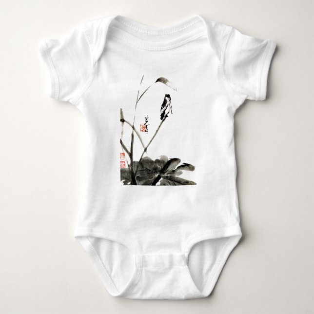 Kinesiska färgbilder av gamla vattenfärger t-shirt (Framsida)
