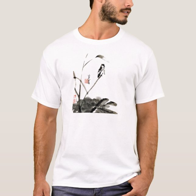 Kinesiska färgbilder av gamla vattenfärger t shirt (Framsida)